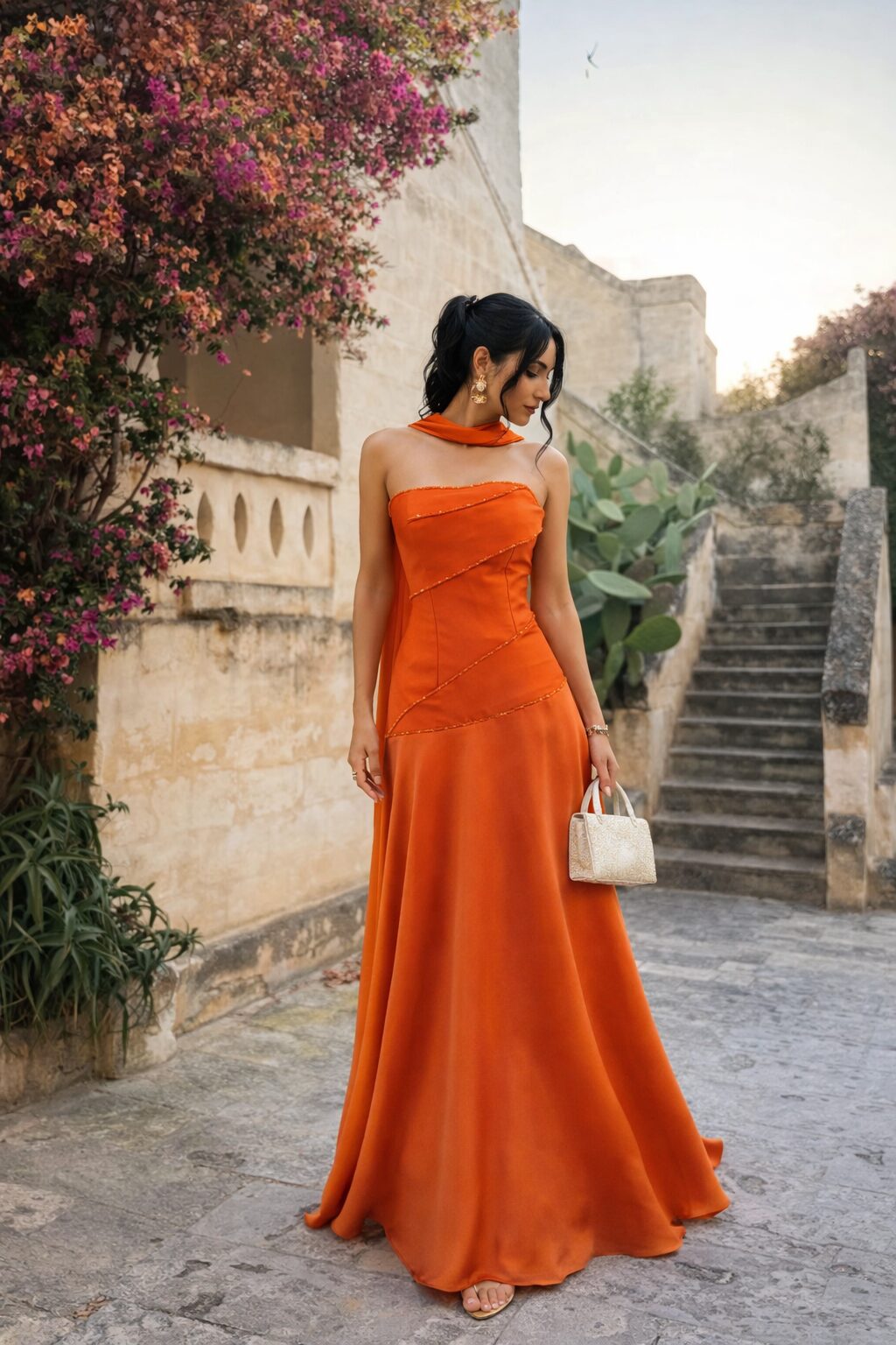 Vestido laranja elegante